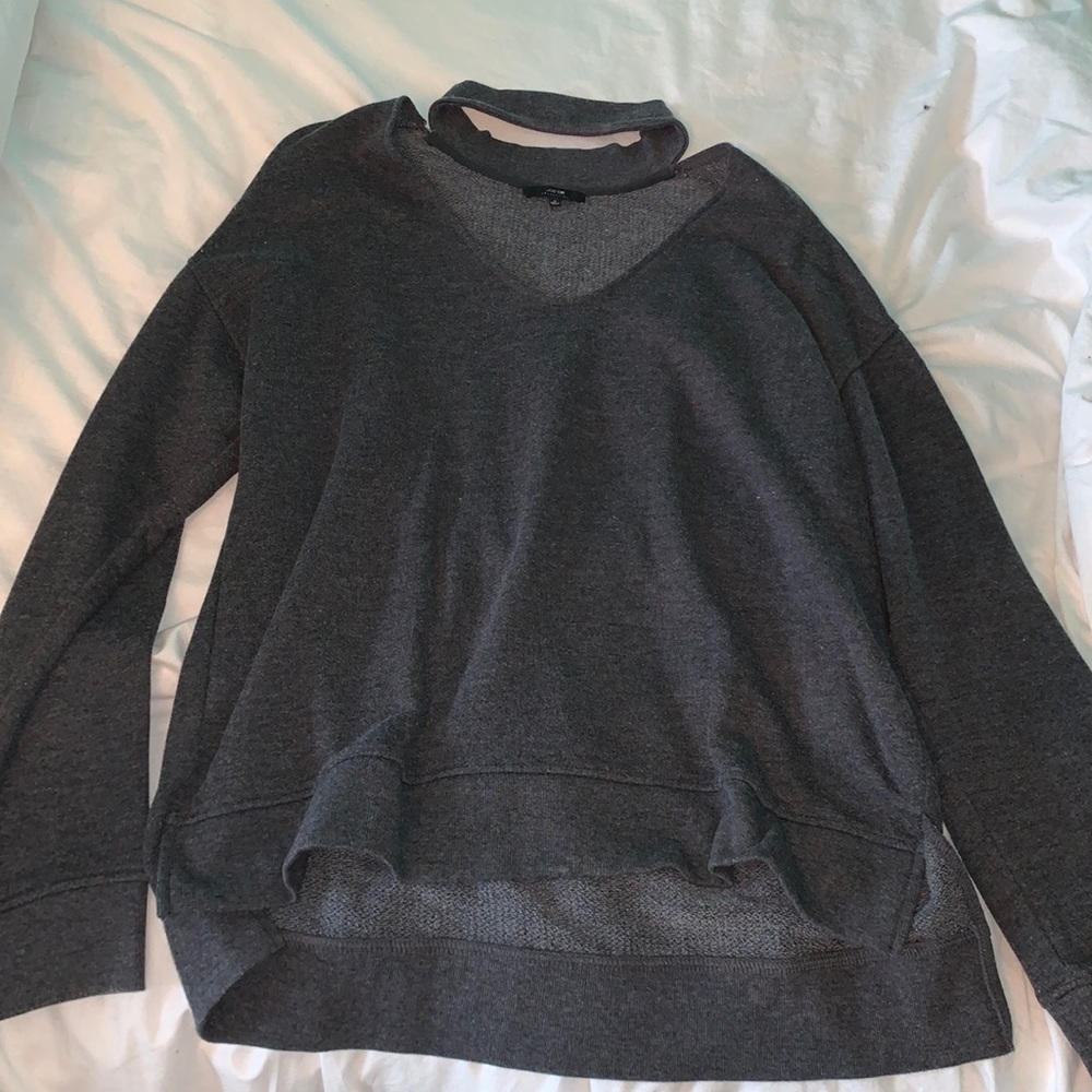 cut out neckline sweatshirt/sweater